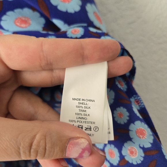 Kate Spade New York Size 2 Silk Tangier Floral Double Layer Skirt Cobalt Blue - Picture 5 of 5